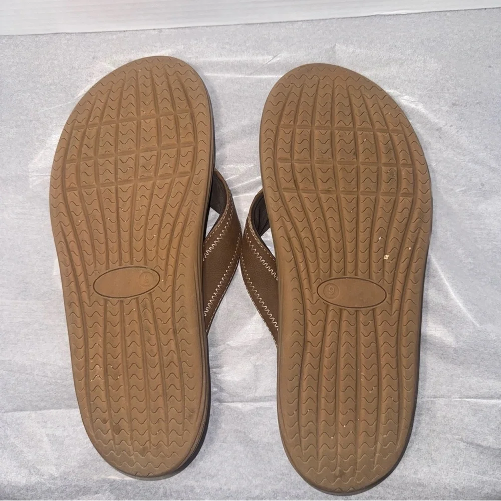 Men’s Brown Flip Flop Sandals Size 9 Casual Comfort Beach